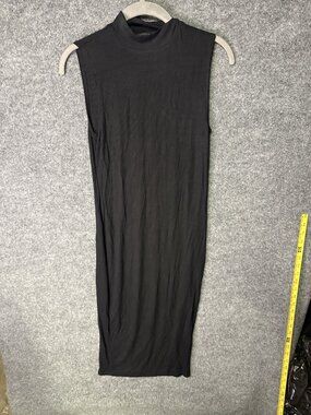 Popular 21 Dress Womens Small Black Sleeveless Mock Neck Bodycon Midi Knit